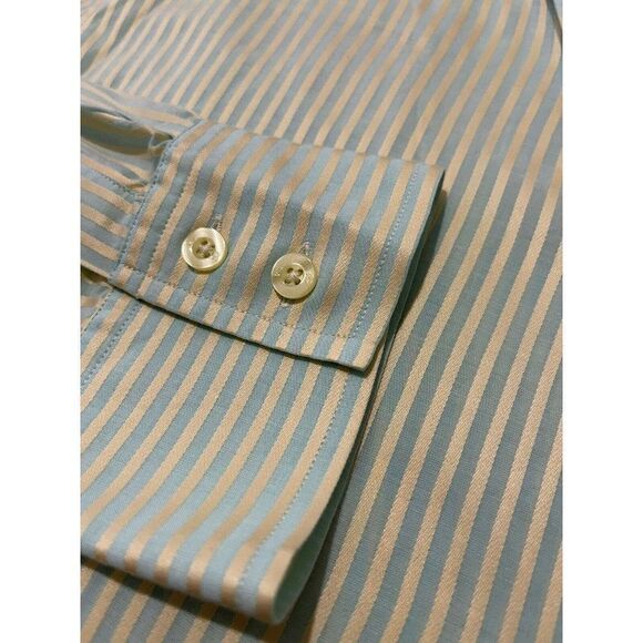 Paul Smith Men's Dress‎ Shirt PS Mint Green Seafoam Gold Striped Size 2XL - Picture 8 of 9